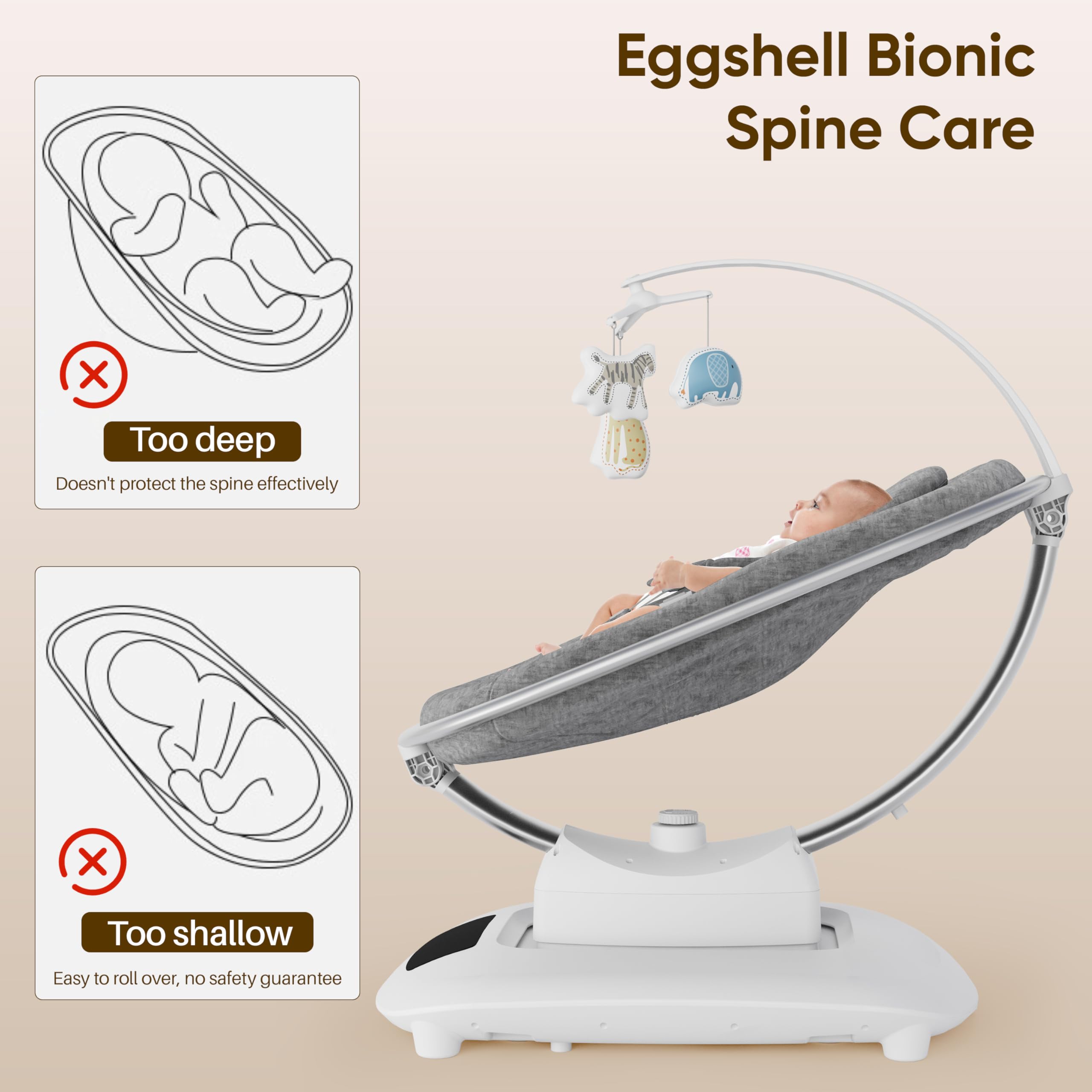 AMKE Luxury Electric Baby Swing three recline positions for versatile comfort