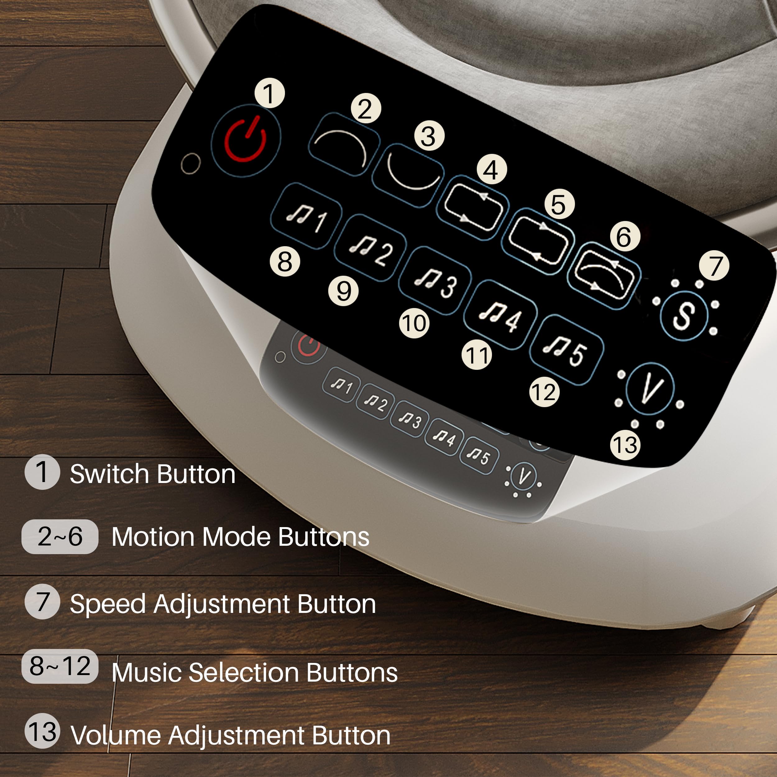 AMKE Luxury Electric Baby Swing touch panel control for easy operation