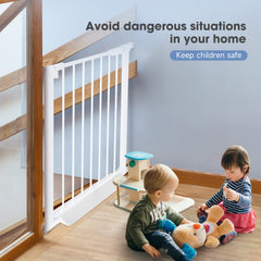Amllirate baby gate height-30-71in provides tall barrier for stairs and doorways.
