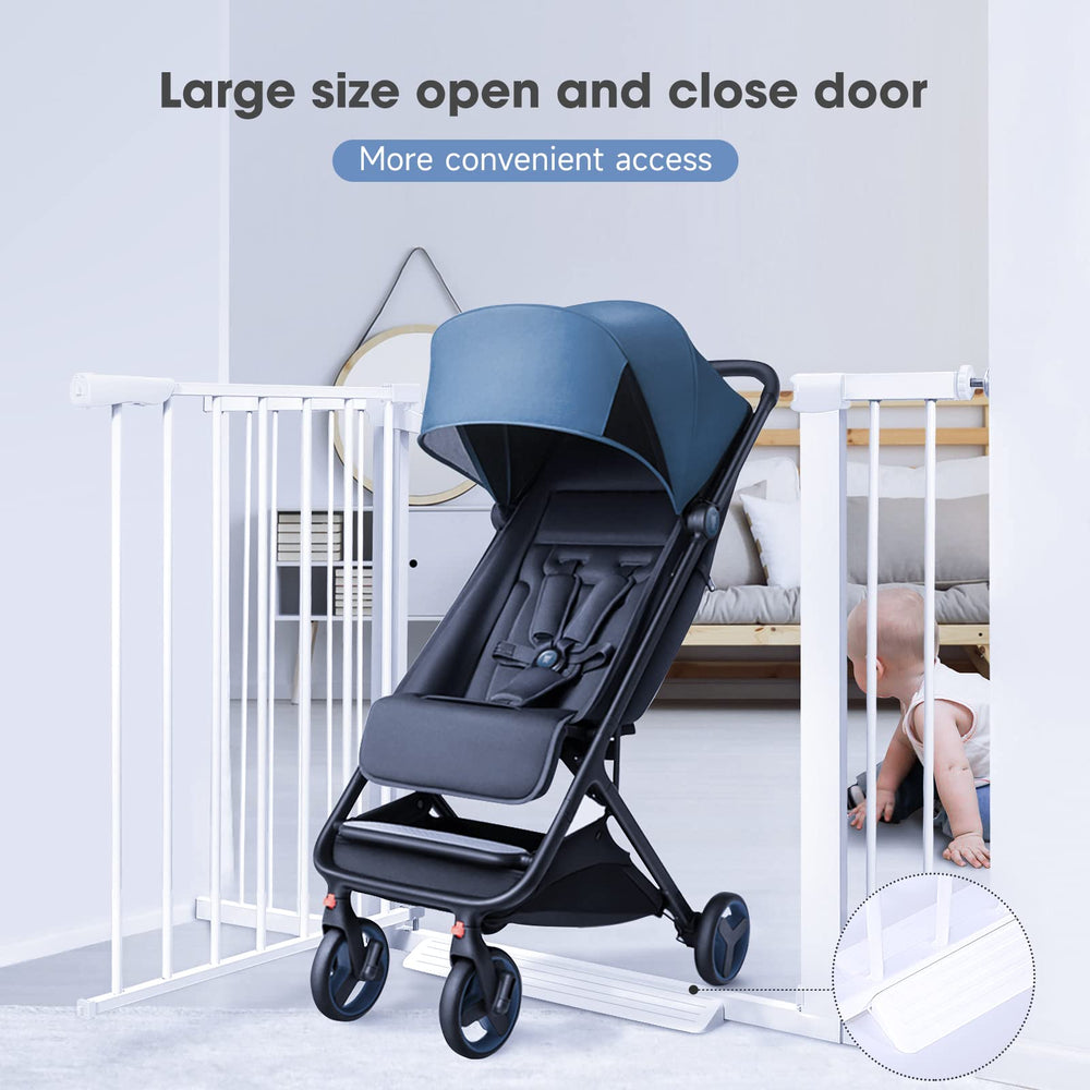 Amllirate pressure-mounted-easy-installation gate offers wall-safe, tool-free setup.