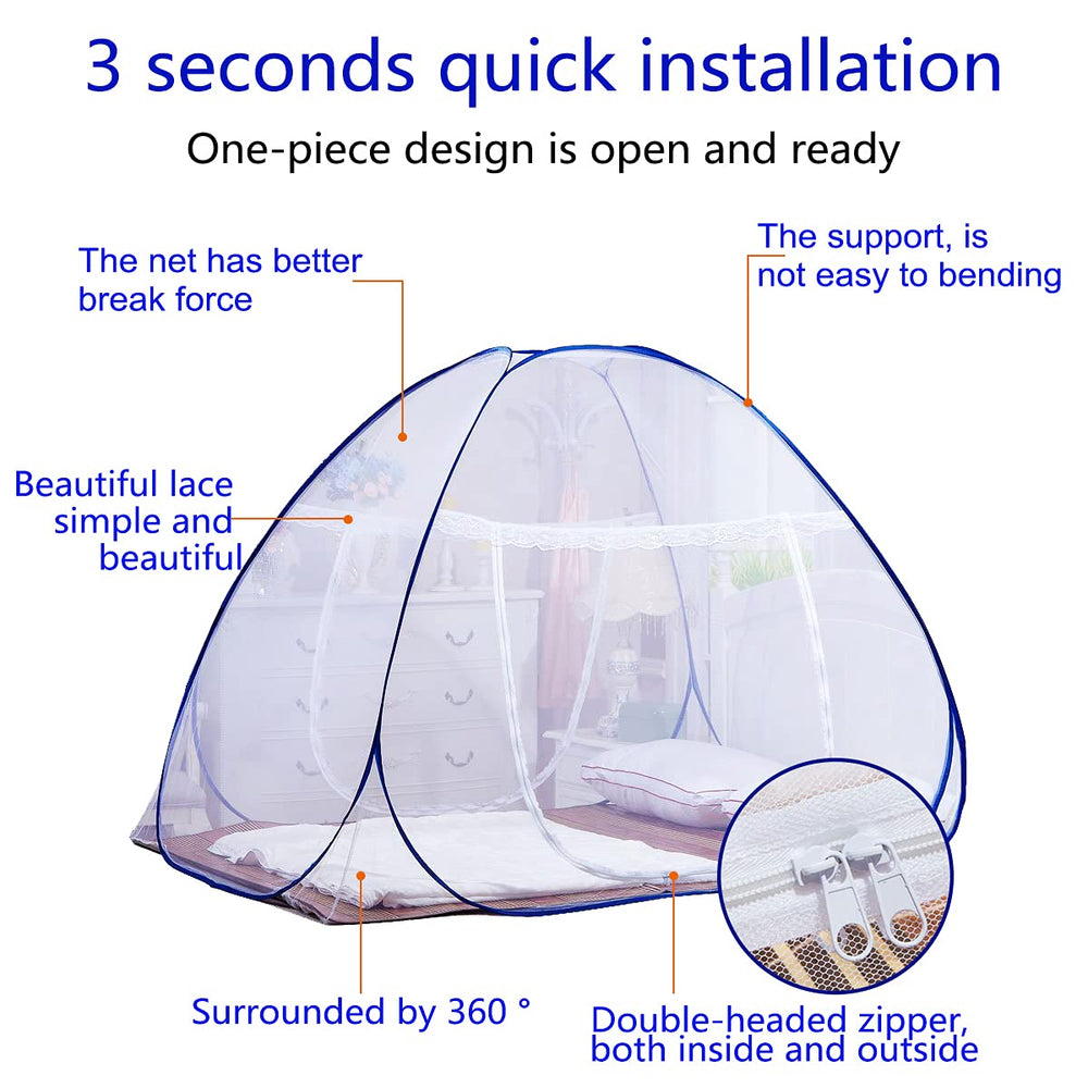 AMMER pop-up mosquito net tent folded package highlights compact travel-ready design