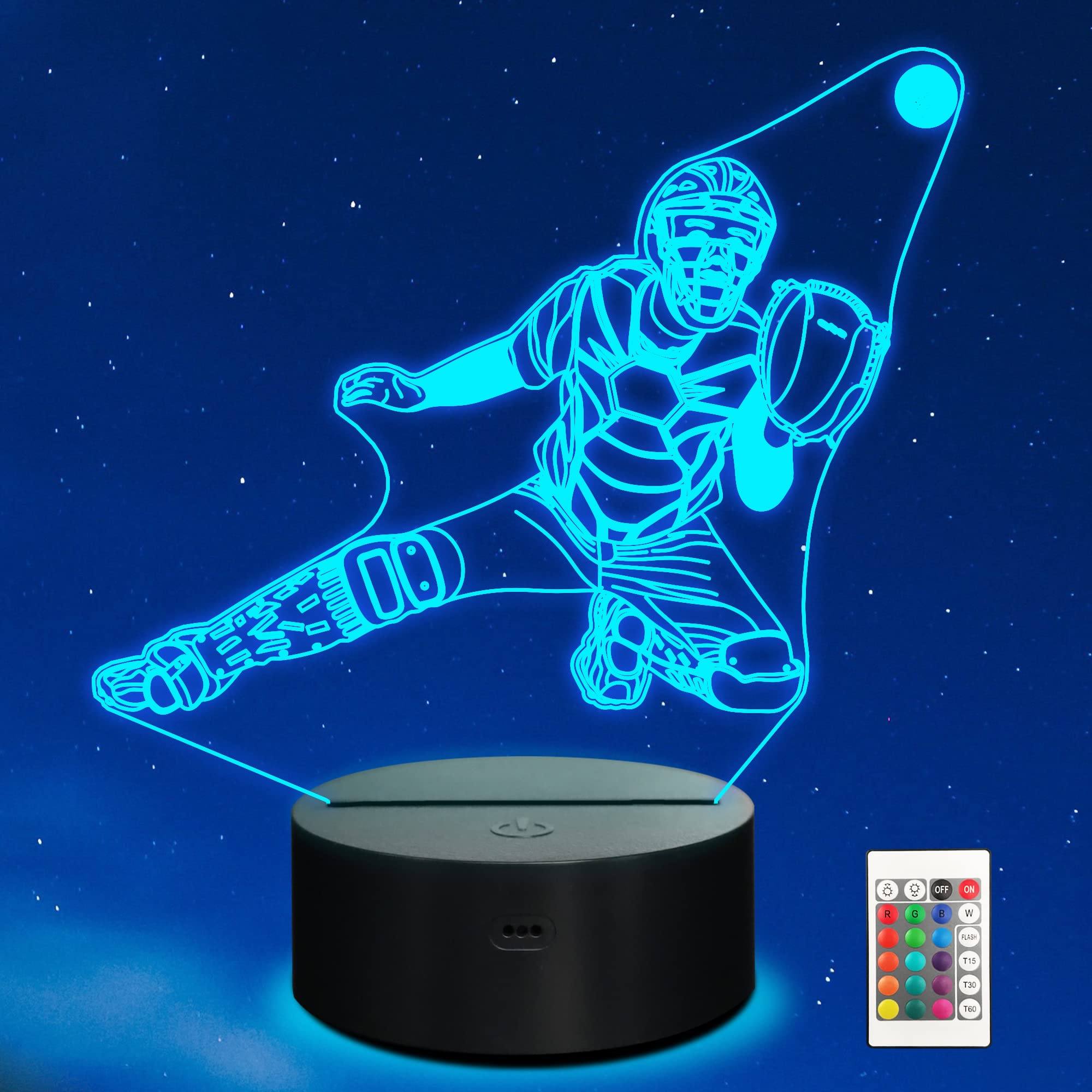 Ammonite Baseball Catcher Night Light 3D illusion creates playful bedside ambiance