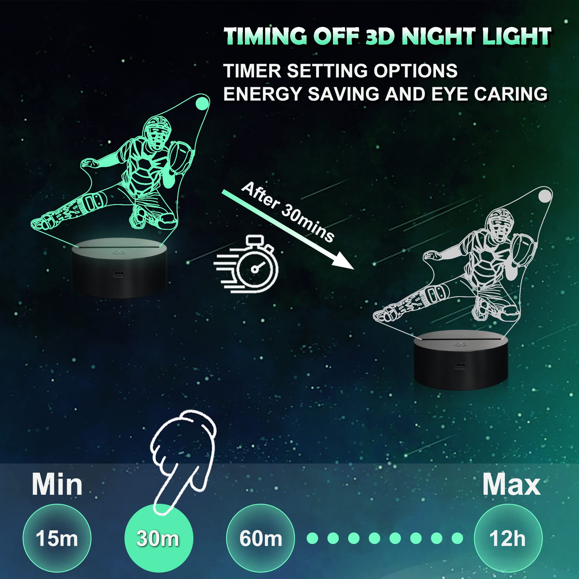 Ammonite Baseball Catcher Night Light USB power for plug-in use