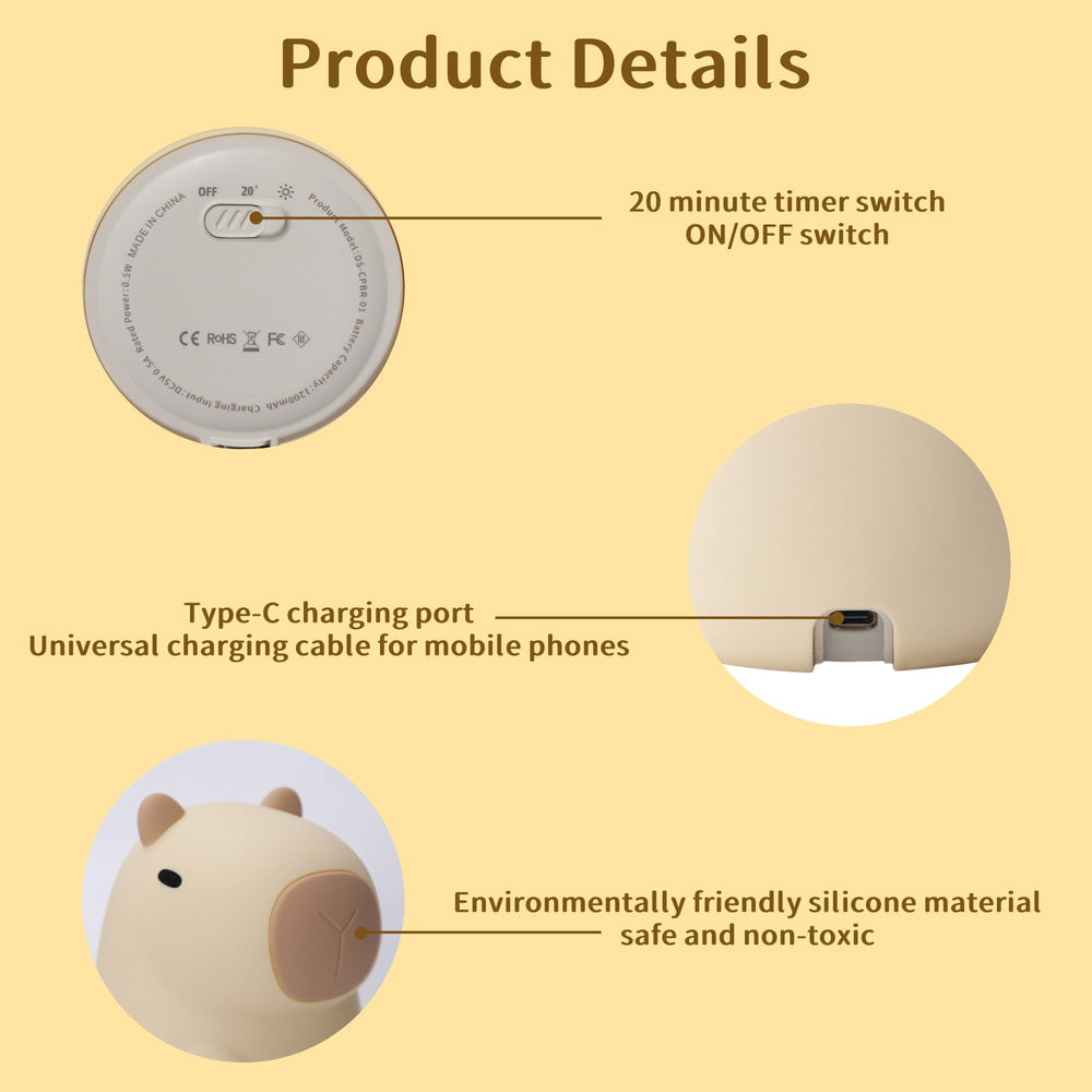 Ammonite Capybara Night Light gift-ready packaging and decor appeal