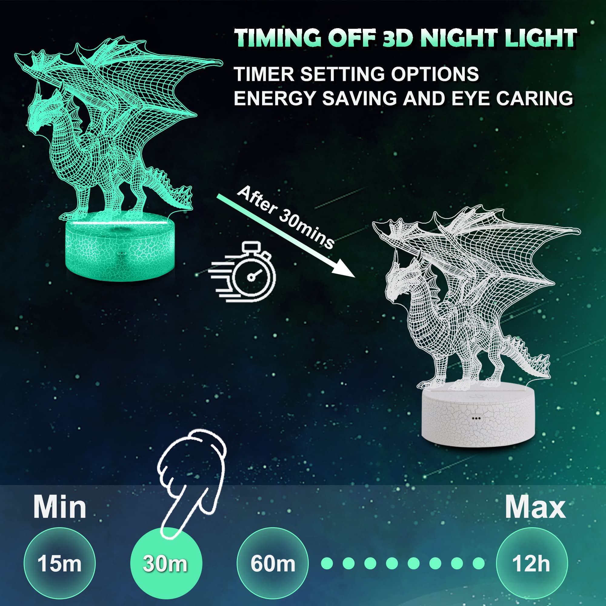 Ammonite Dragon Lamp USB or battery power for flexible setup.