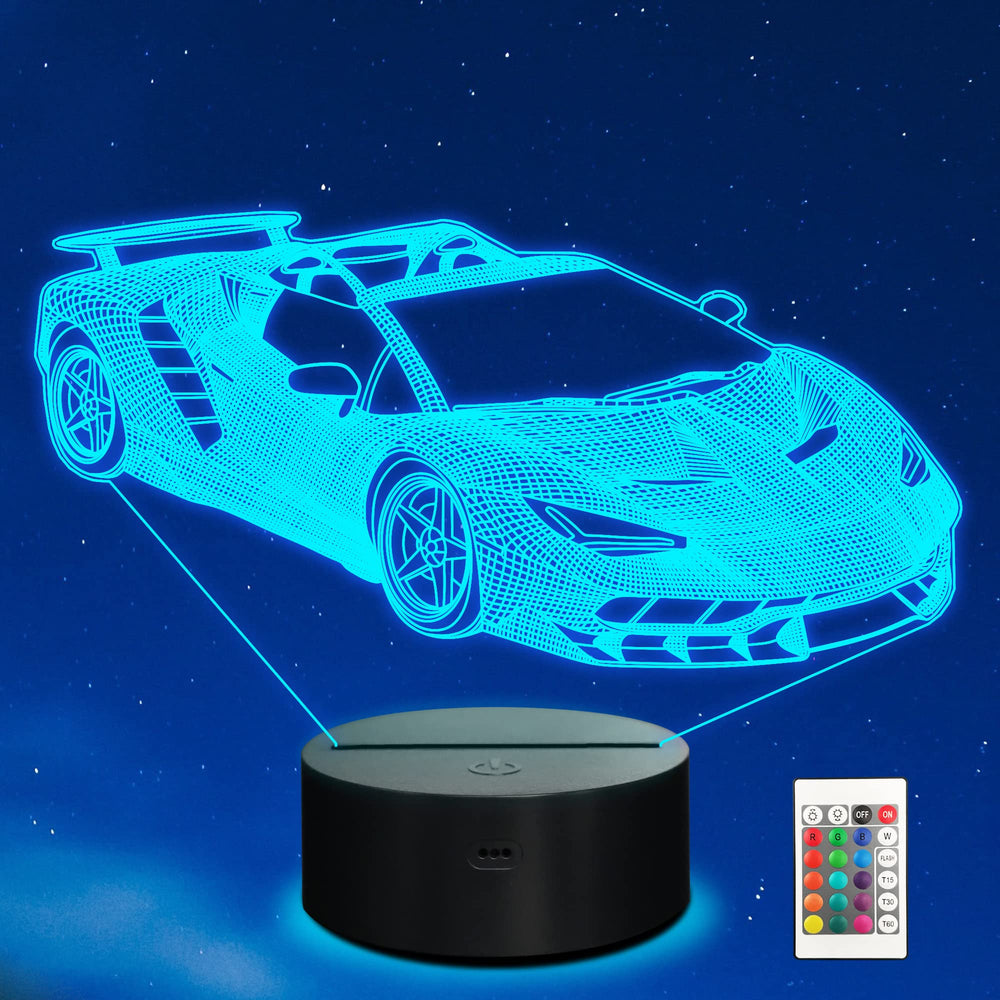 Ammonite Race Car Lamp 3D-effect glow creates a soothing bedtime ambiance