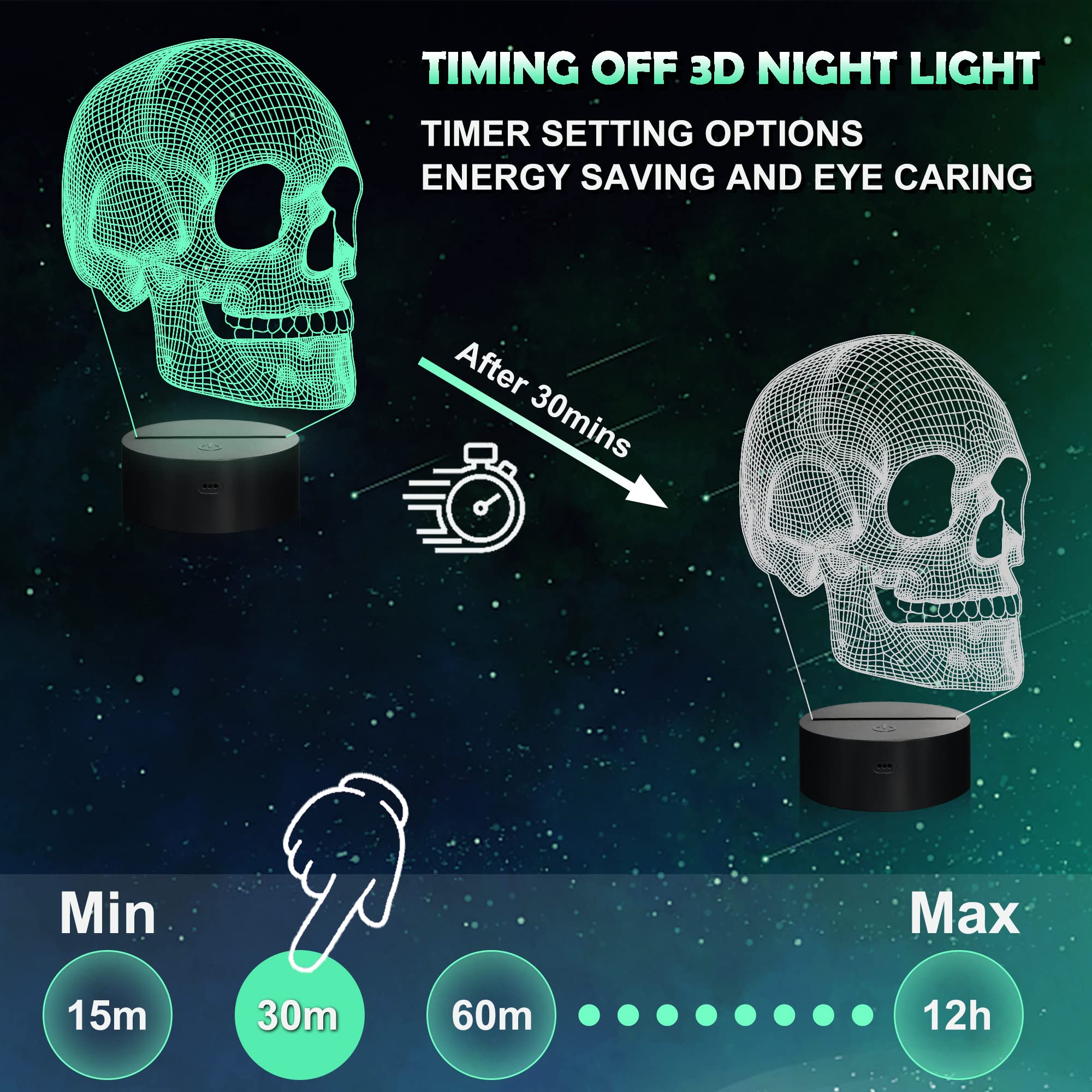 Ammonite skull night light dynamic colors create playful mood