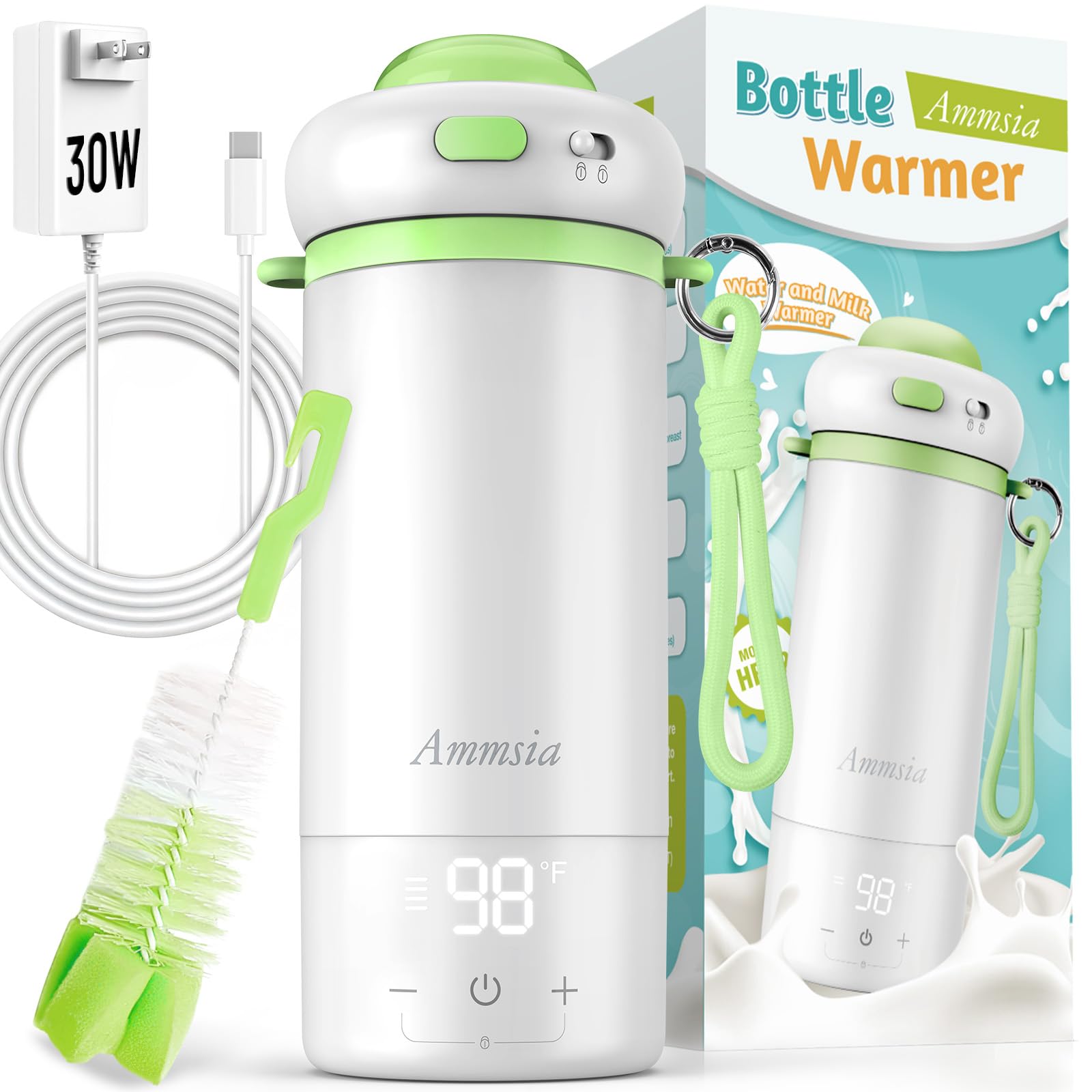 Ammsia portable bottle warmer travel heat demonstrates rapid warming for on-the-go feeds