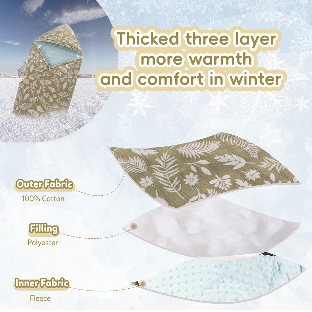 Amo Nenes baby car seat blanket in-use on stroller for cold-minimizing protection