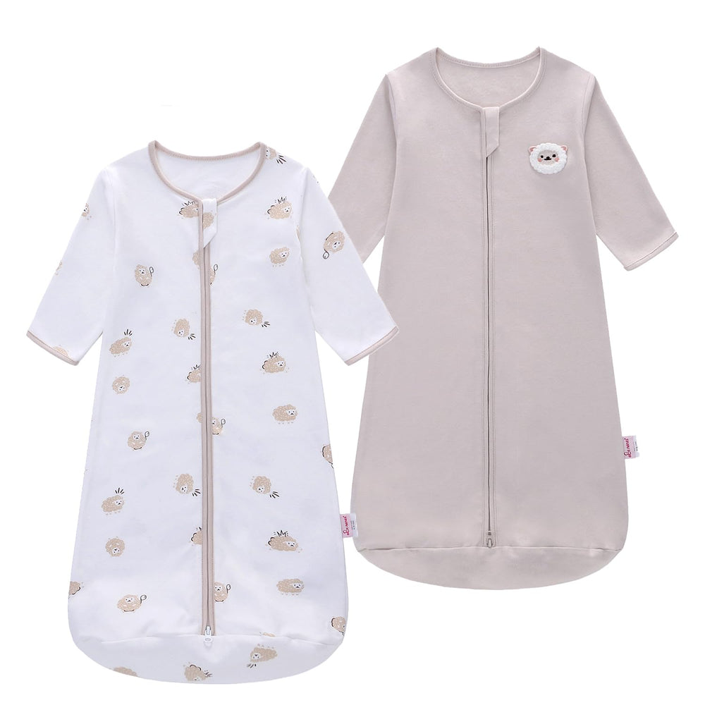 amo nenes baby sleep sack long sleeve with sheep print provides soft, breathable warmth.