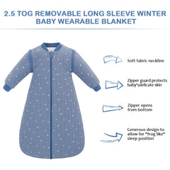 amo nenes baby sleep sack removable sleeves showing adjustable warmth for seasons