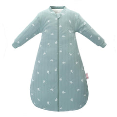 amo nenes sleep sack green leaf front view for gentle warmth