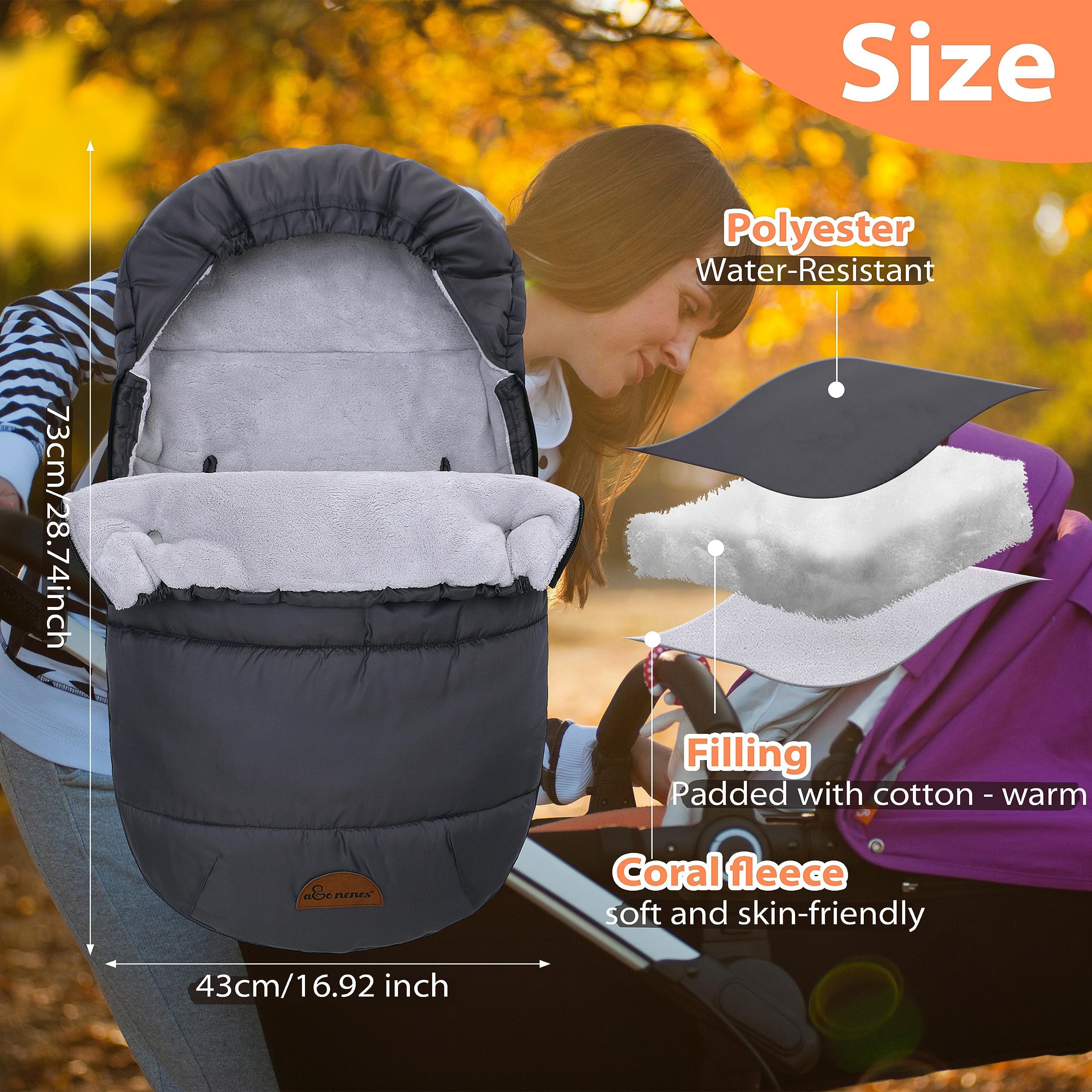 Amo Nenes universal sleeping bag with stroller attachment, adaptable from crib to stroll.