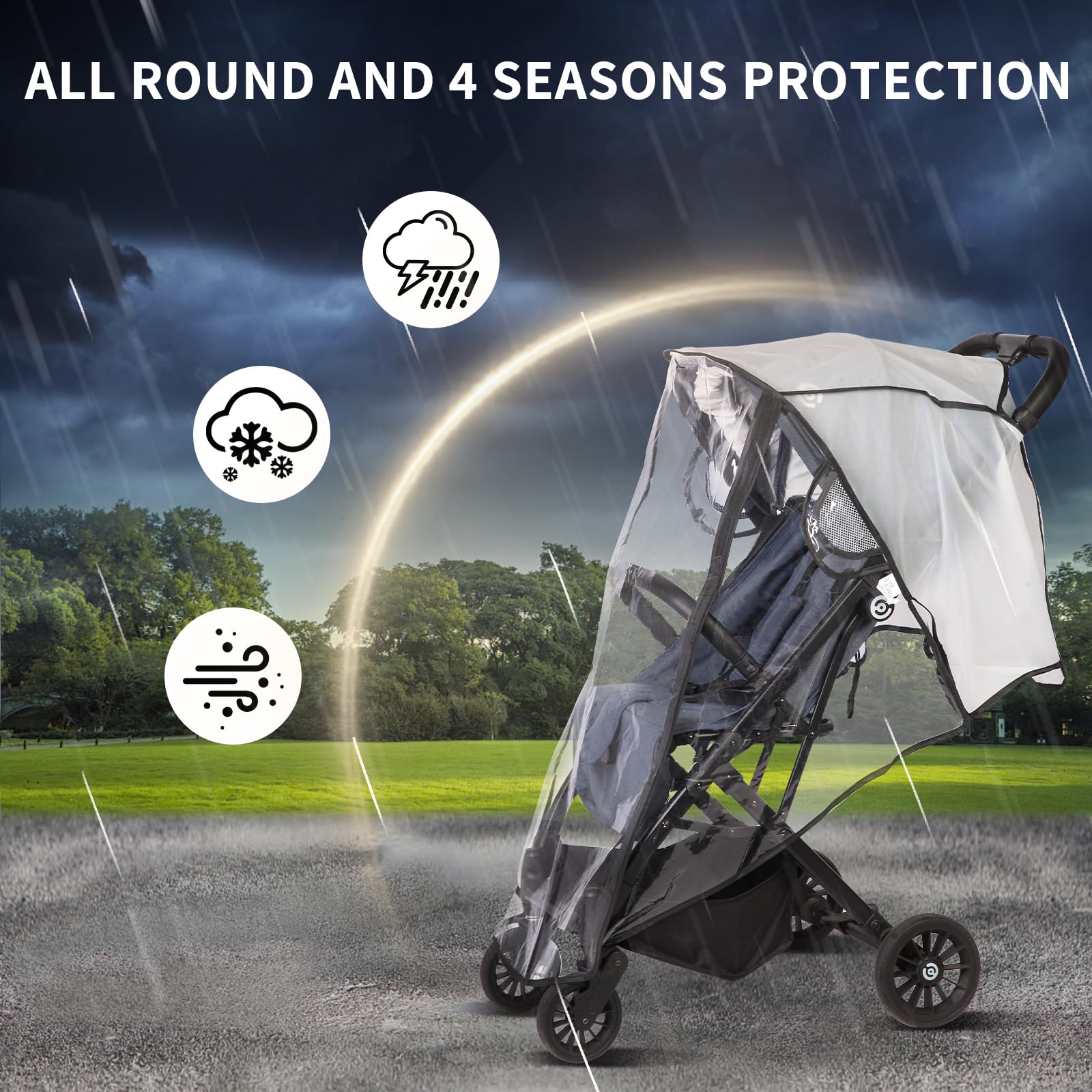 AMORBASE year-round protection shields stroller from weather elements.