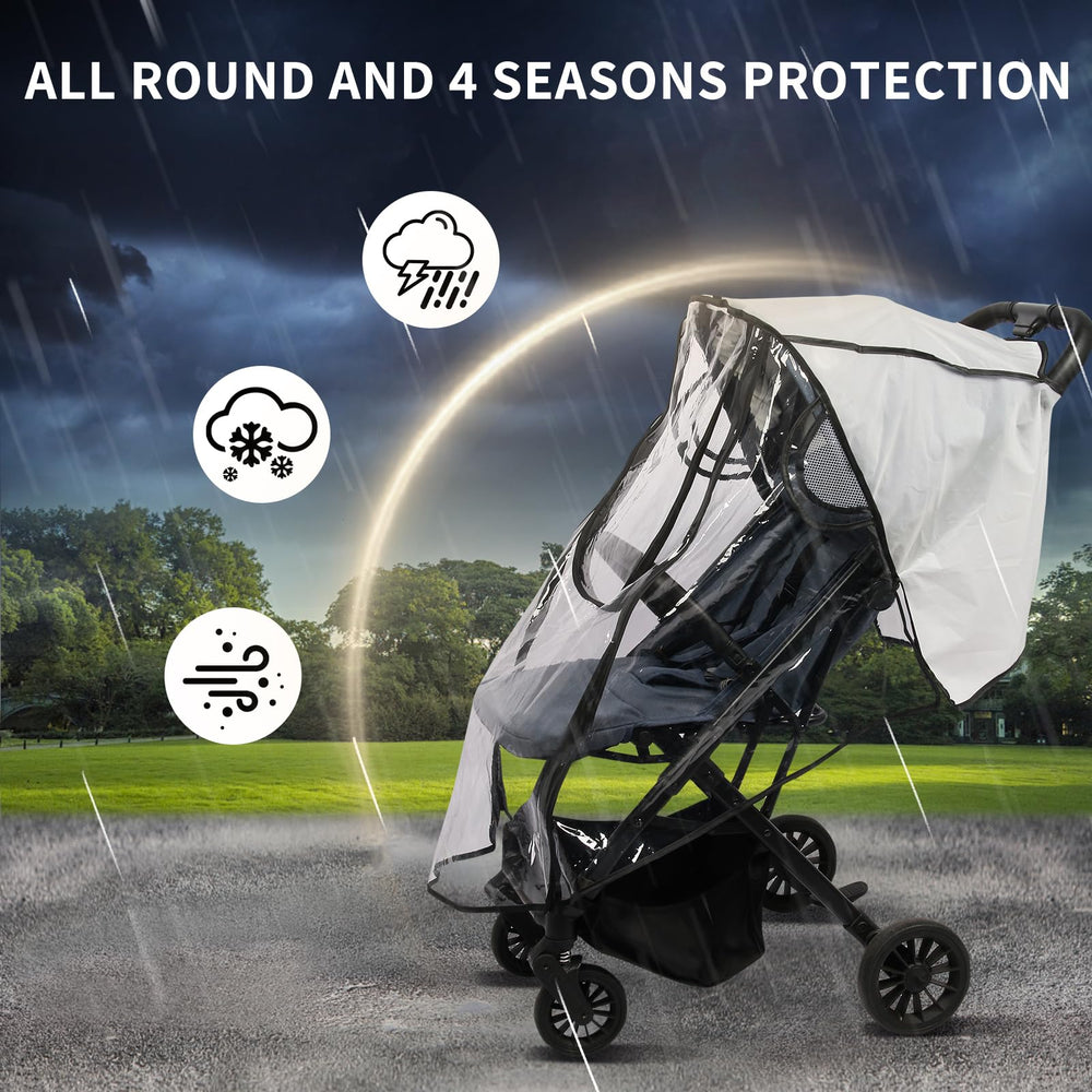 AMORBASE stroller rain cover folded compact fits easily in a bag for travel.