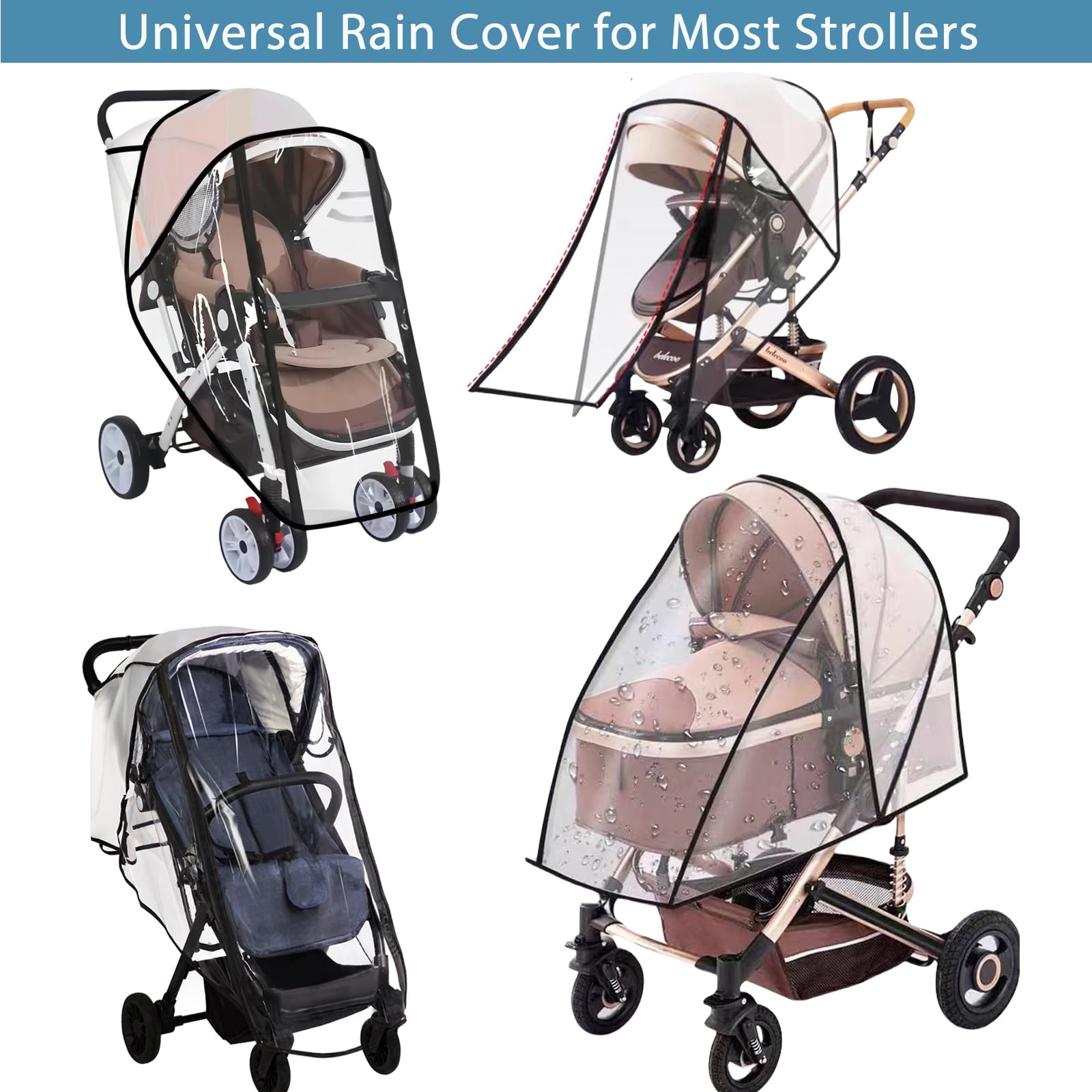 AMORBASE stroller rain cover ventilation on both sides ensures steady airflow.