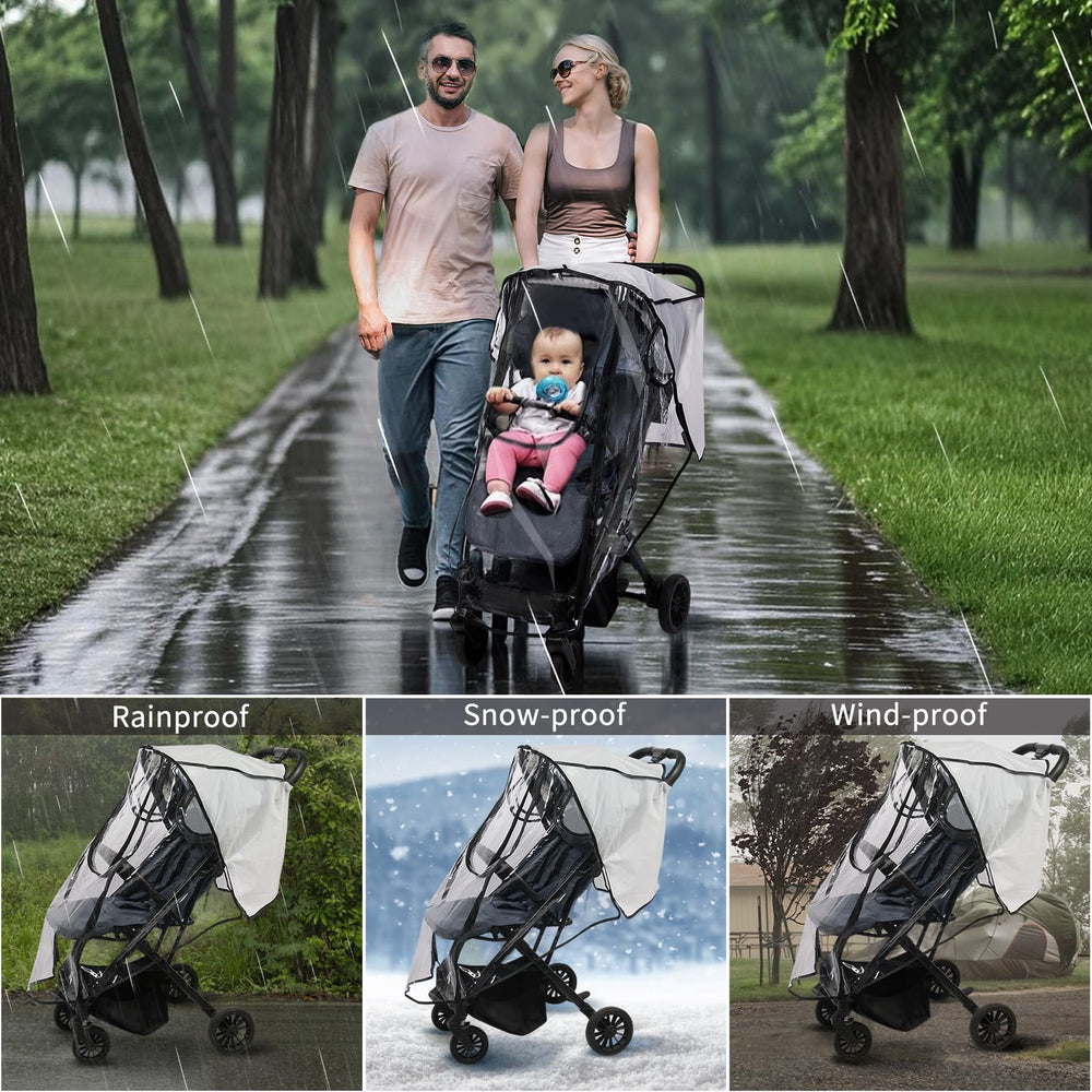 AMORBASE stroller rain cover weather shield protects against rain, wind, and snow.