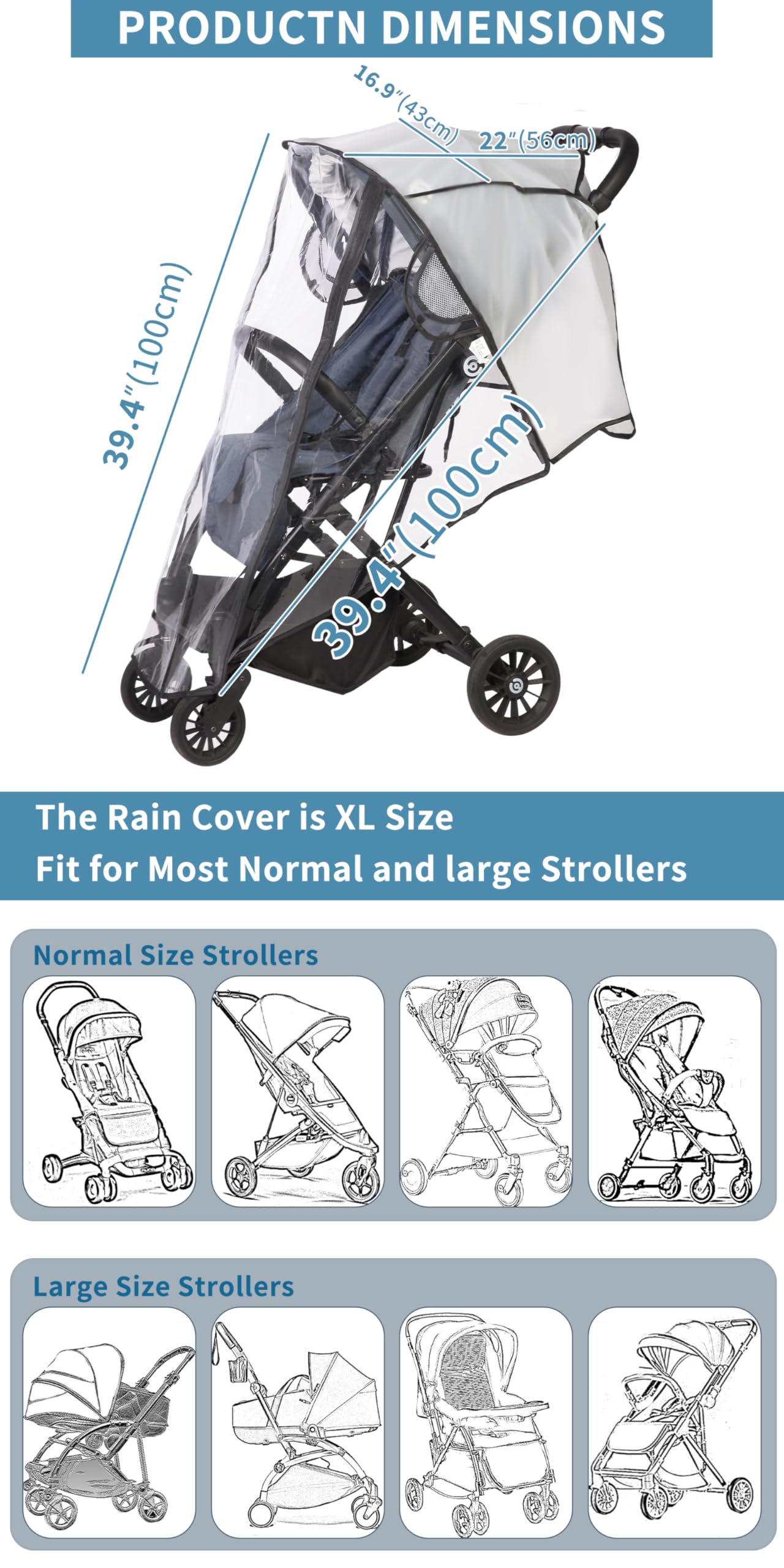 AMORBASE stroller rain cover window view lets you watch your child while protected.