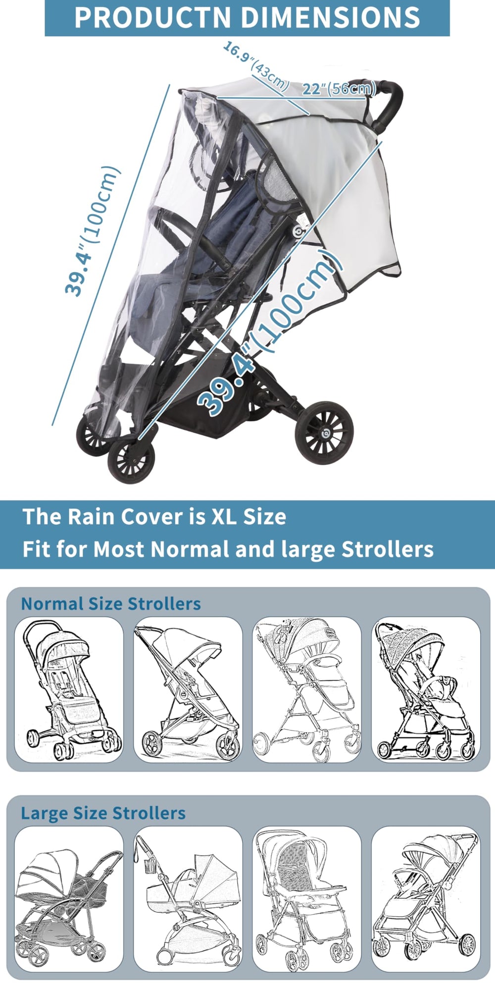 AMORBASE stroller rain cover window view lets you watch your child while protected.