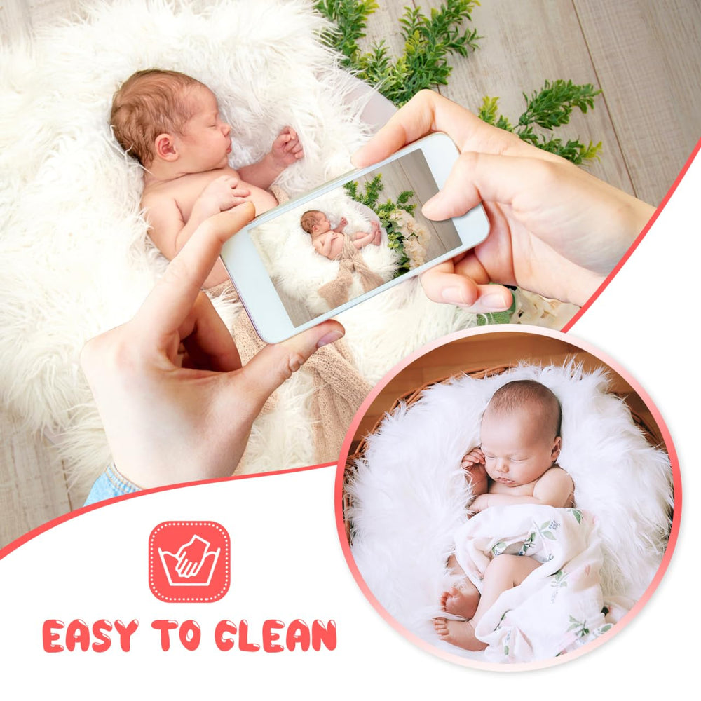 Amosfun rug backdrop creates warm ambience for baby portraits