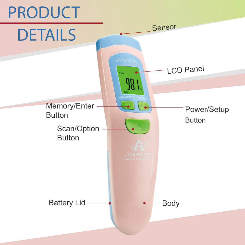 Amplim AmpMed kids-use thermometer enabling safe screenings.