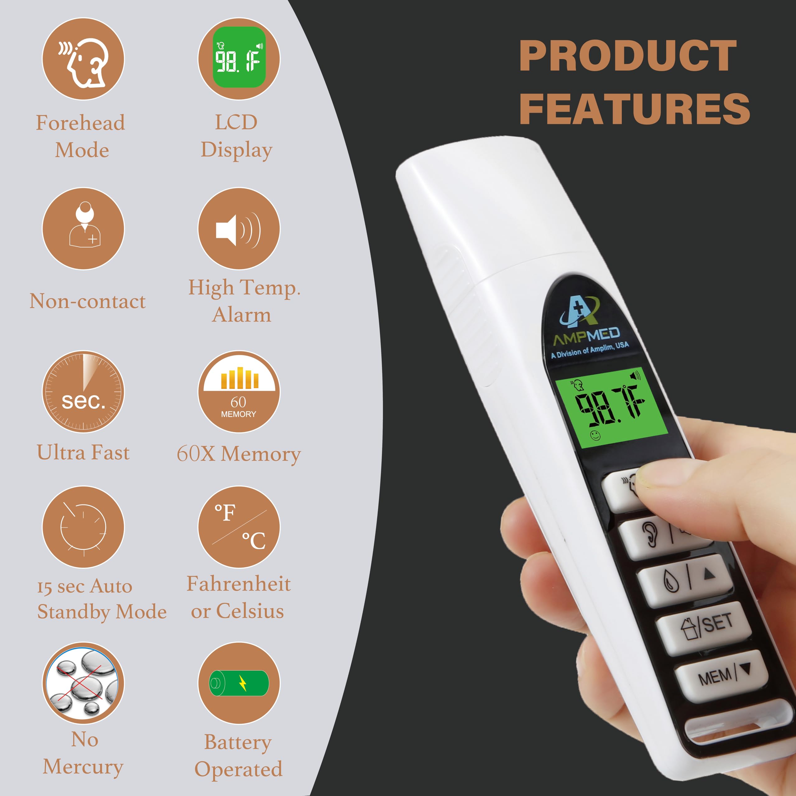Amplim Baby Thermometer ear reading for accurate temperature checks.