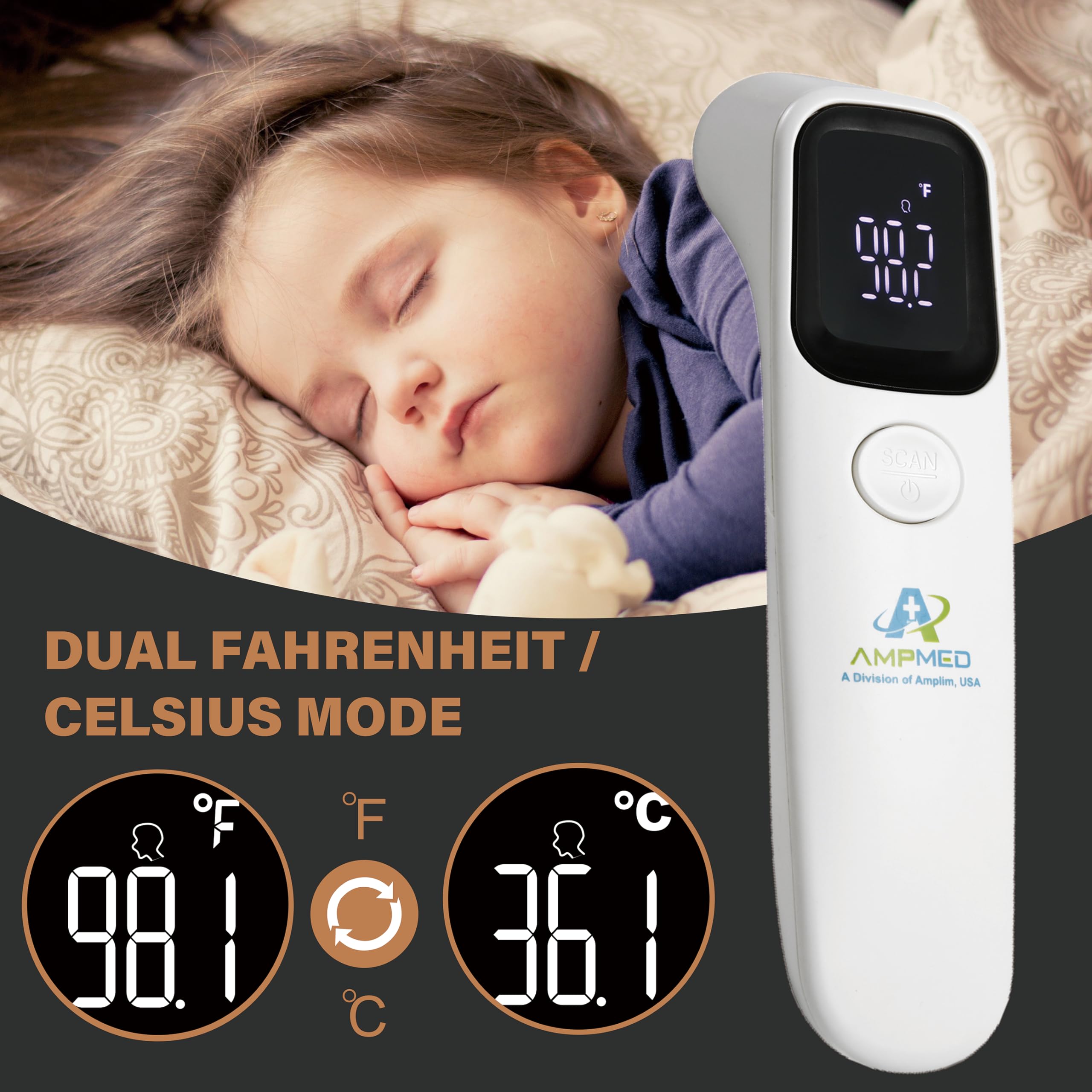 Amplim Forehead Thermometer auto power-off conserves battery life after use
