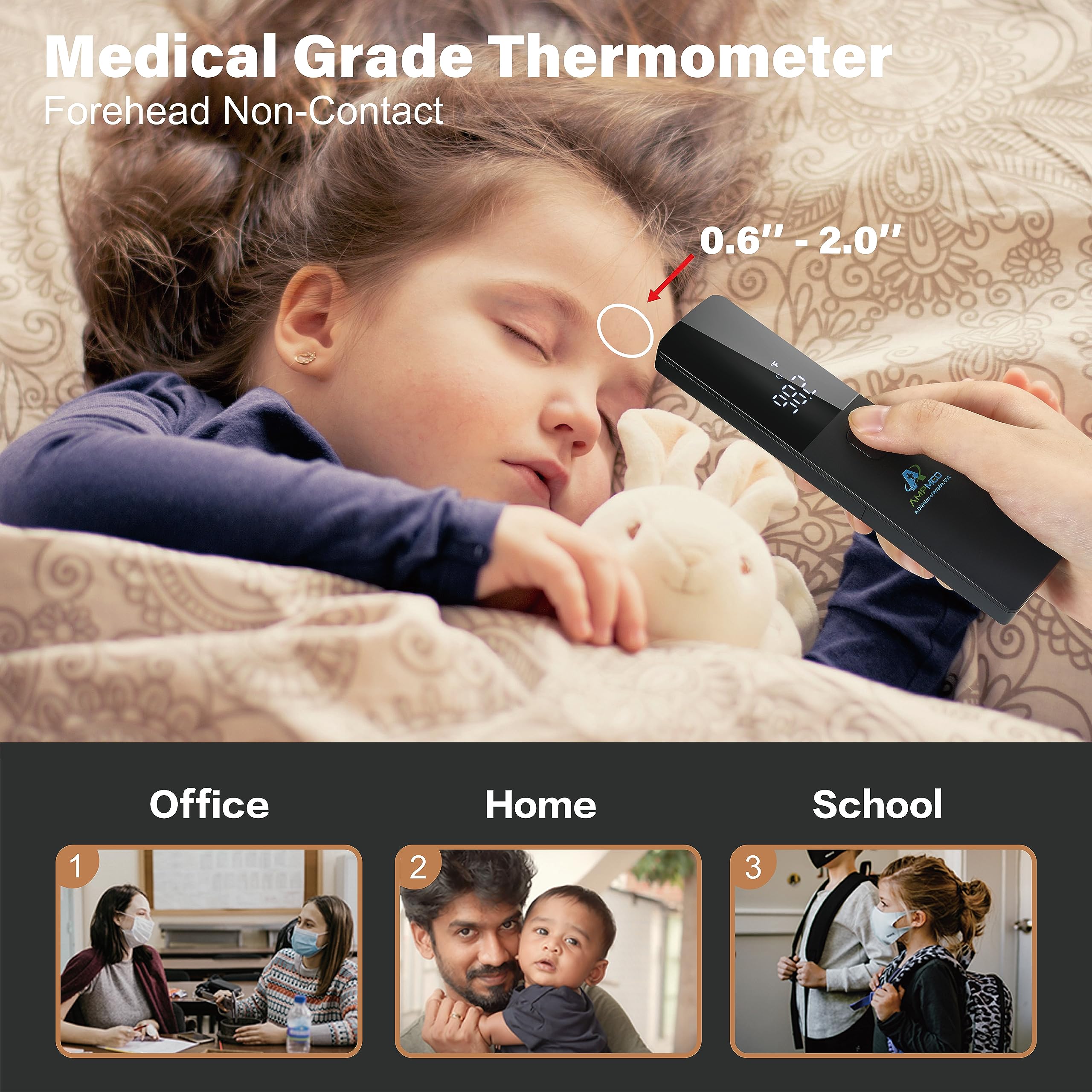 Amplim forehead thermometer packaging shot for hassle-free unboxing