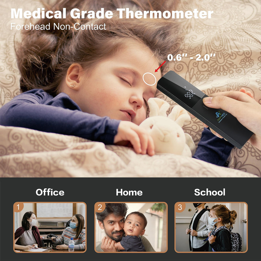 Amplim forehead thermometer packaging shot for hassle-free unboxing