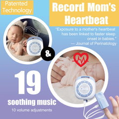 Amplim heartbeat recording feature demonstrated for calming baby