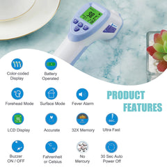 Amplim non-contact thermometer close-up showing infrared sensor