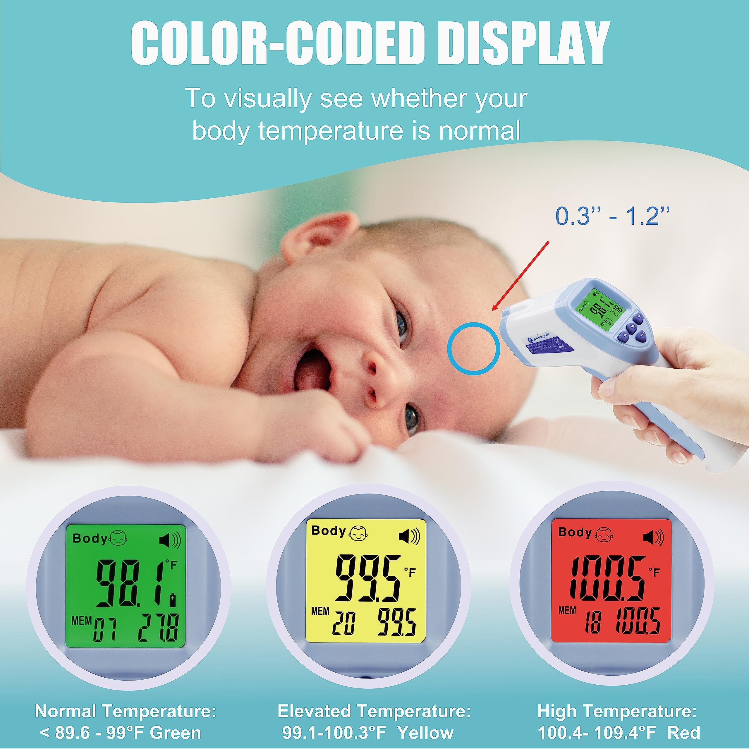 Amplim thermometer memory stores last 25 readings for trend tracking