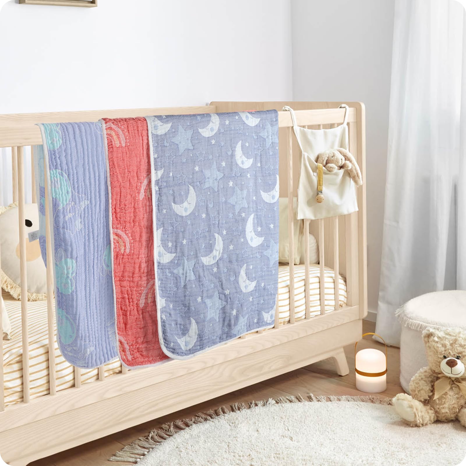 Amrcbb Cotton Muslin Blanket toddler use grows with child from infant to big kid