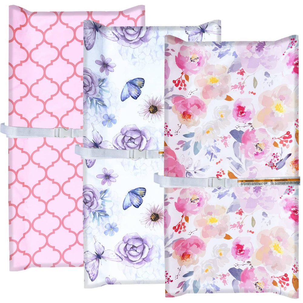 AMROSE changing pad cover 3-pack stacked for quick, clean diaper changes.