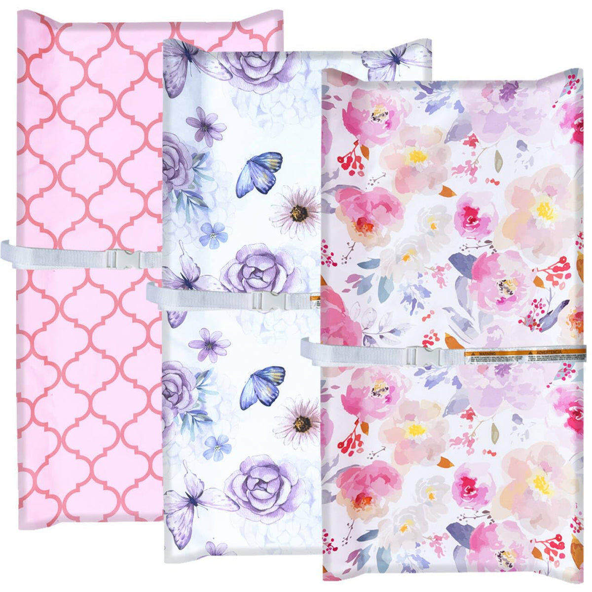 AMROSE changing pad cover 3-pack stacked for quick, clean diaper changes.