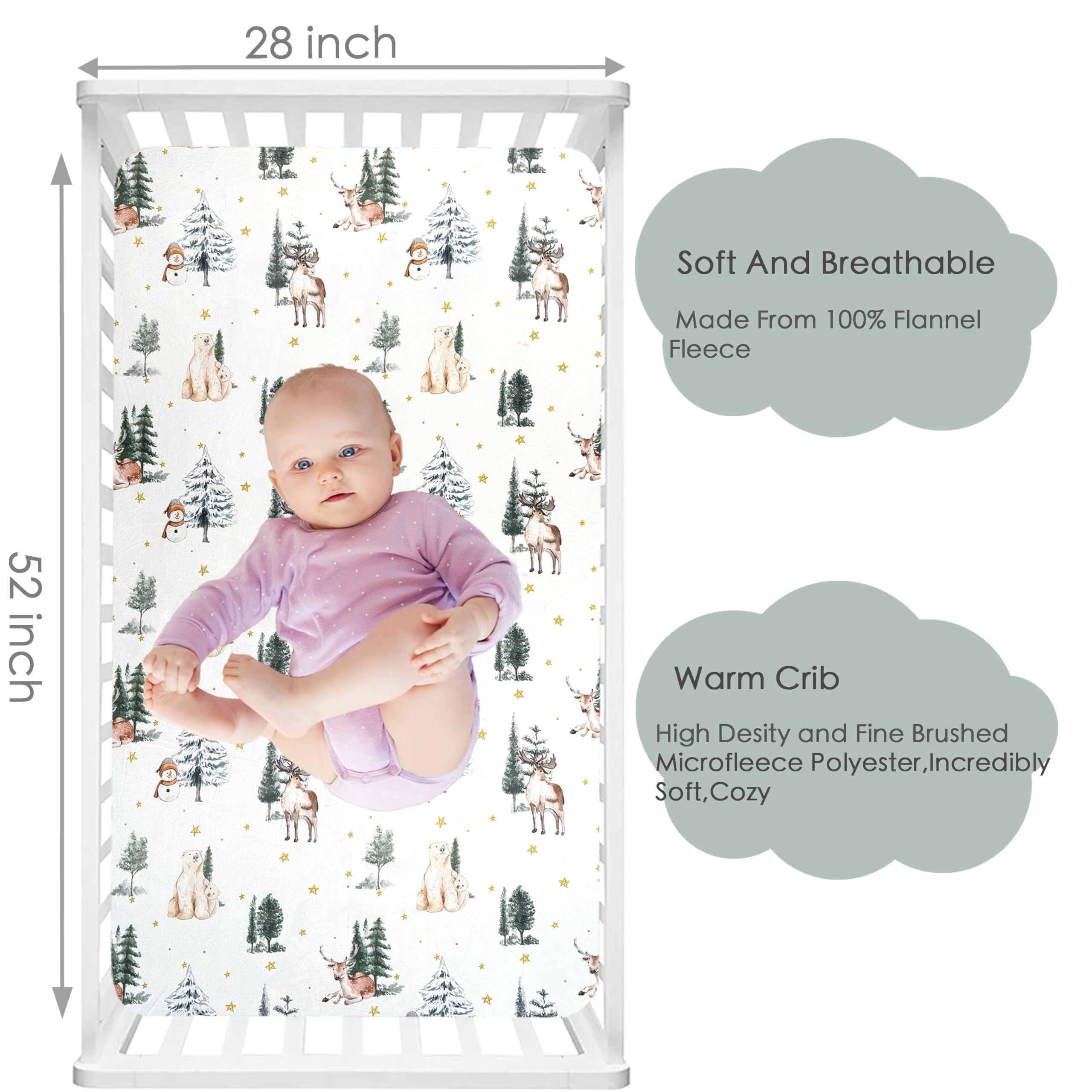 AMROSE crib sheets 28x52 pocket, secure fit with 8-inch pocket.