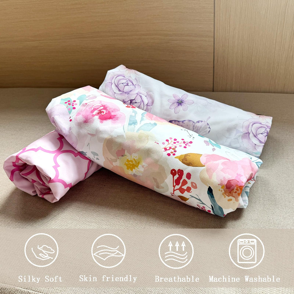 AMROSE mini crib sheets measure 24x38 with a 5-inch pocket for snug fit.