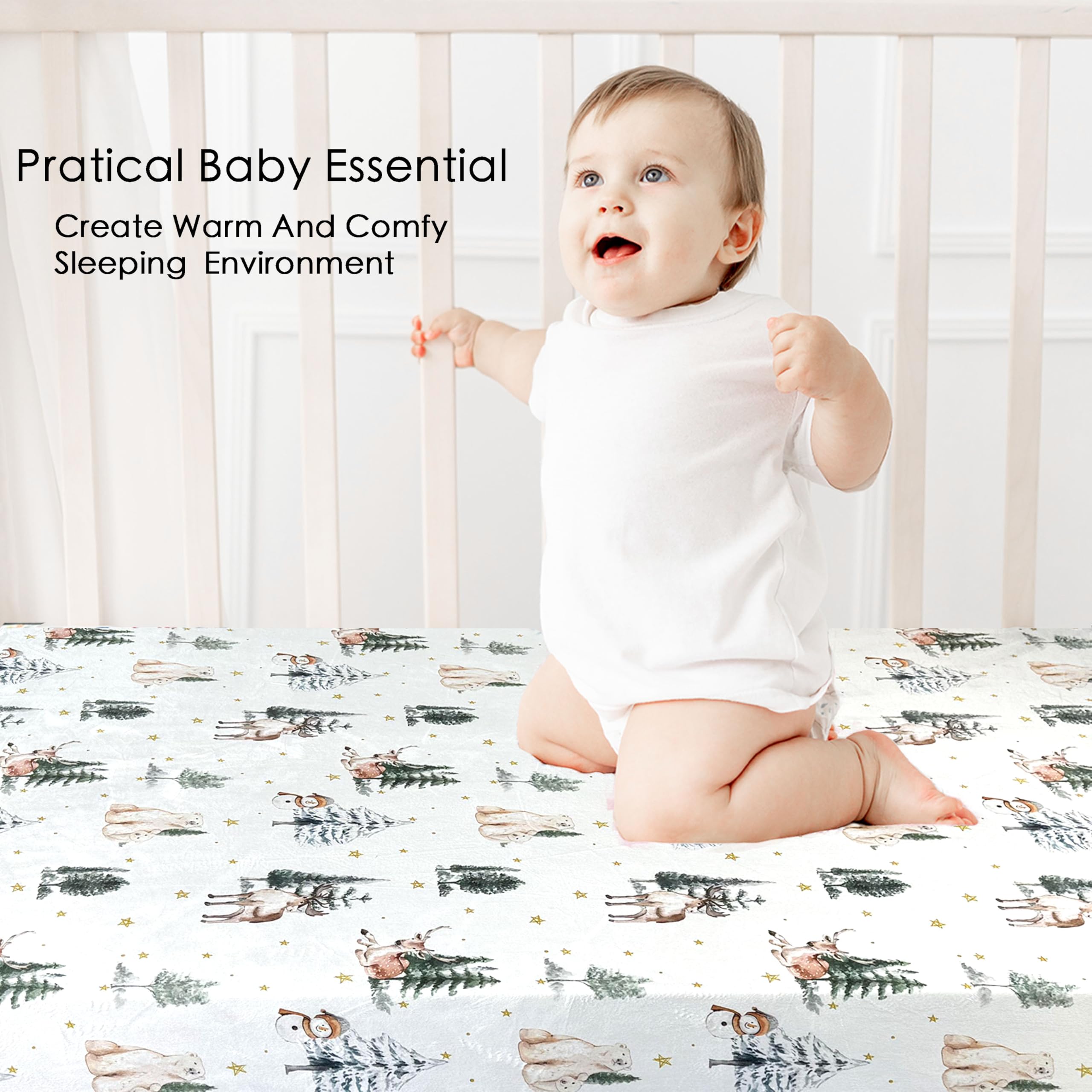 AMROSE easy-care, machine washable crib sheets that resist fading.