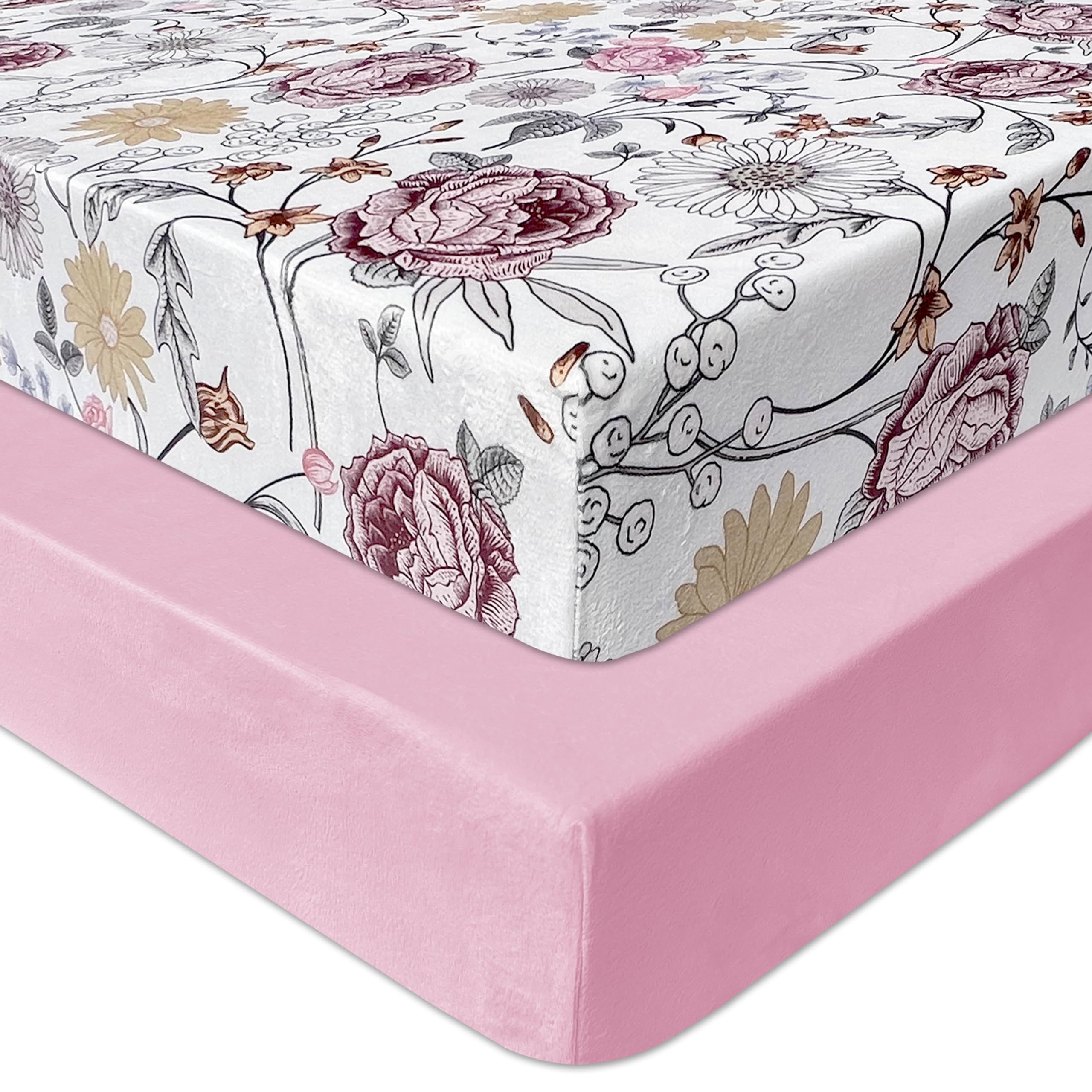 AMROSE microfleece crib sheet flat lay shows plush softness for baby comfort