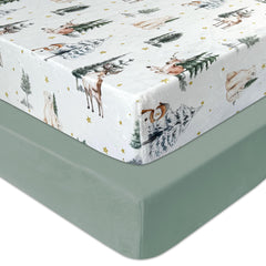 AMROSE microfleece crib sheets two-pack, cozy warmth for cold nights.