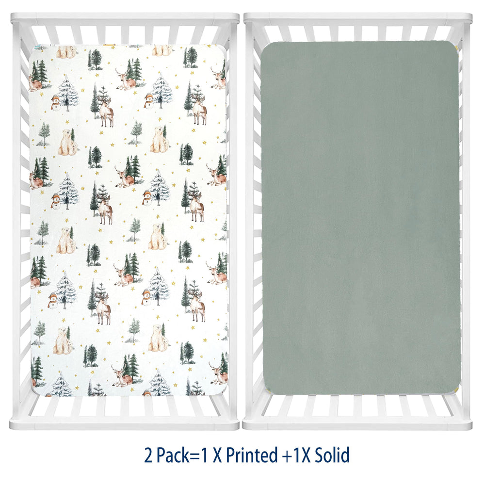 AMROSE winter woodland design adds cozy nursery appeal.
