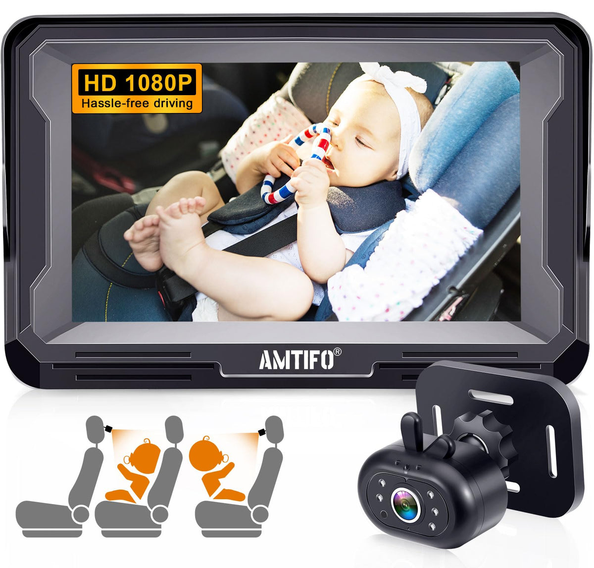 AMTIFO baby car camera backseat plug-and-play setup for quick monitoring.