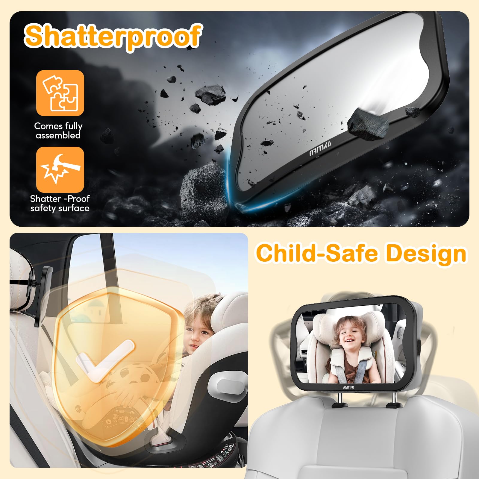 AMTIFO universal-fit mirror adapts to most cars and SUVs