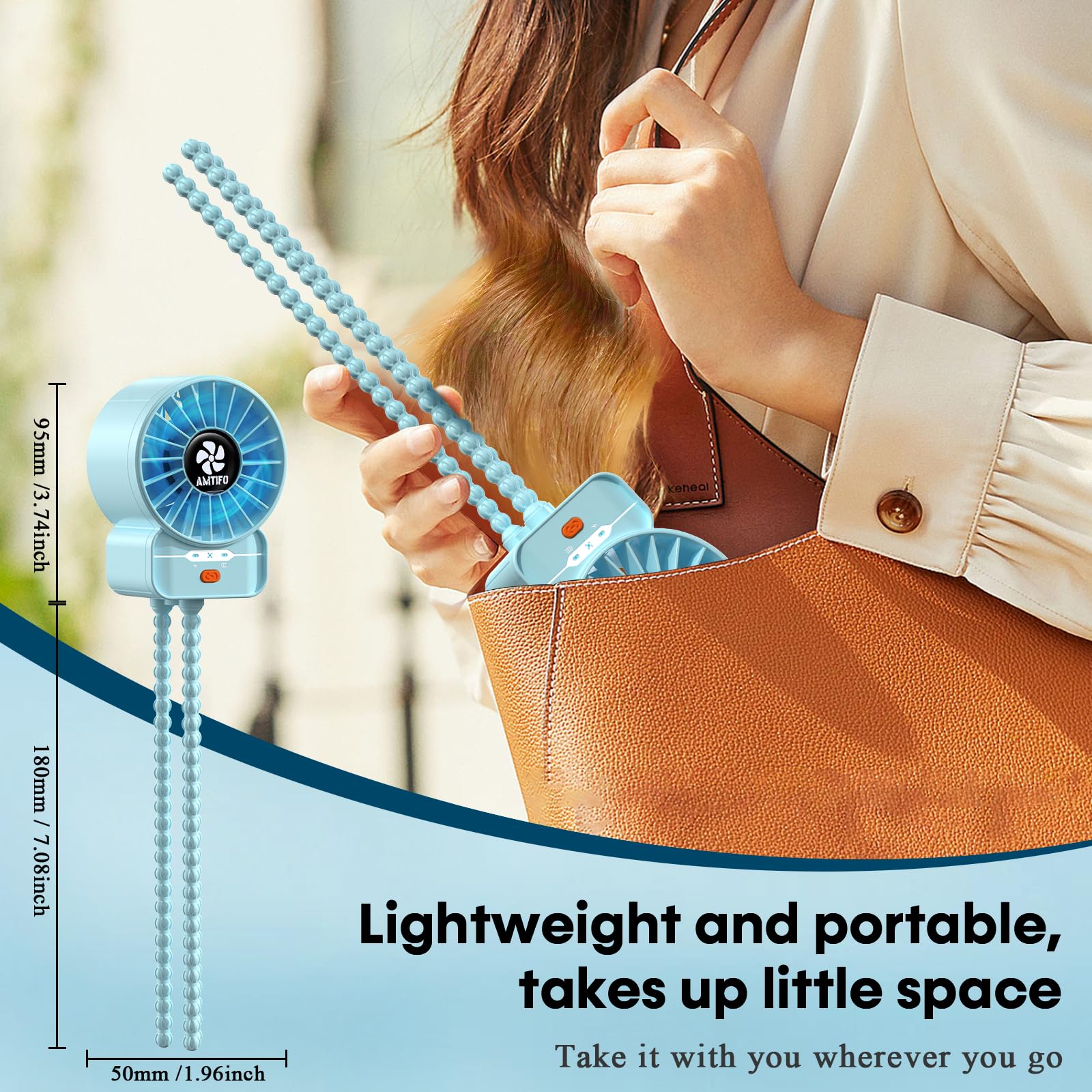 AMTIFO Blue Baby Fan four speeds allow customizable comfort.
