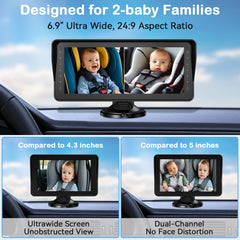 AMTIFO dual cameras provide wide backseat coverage for two kids