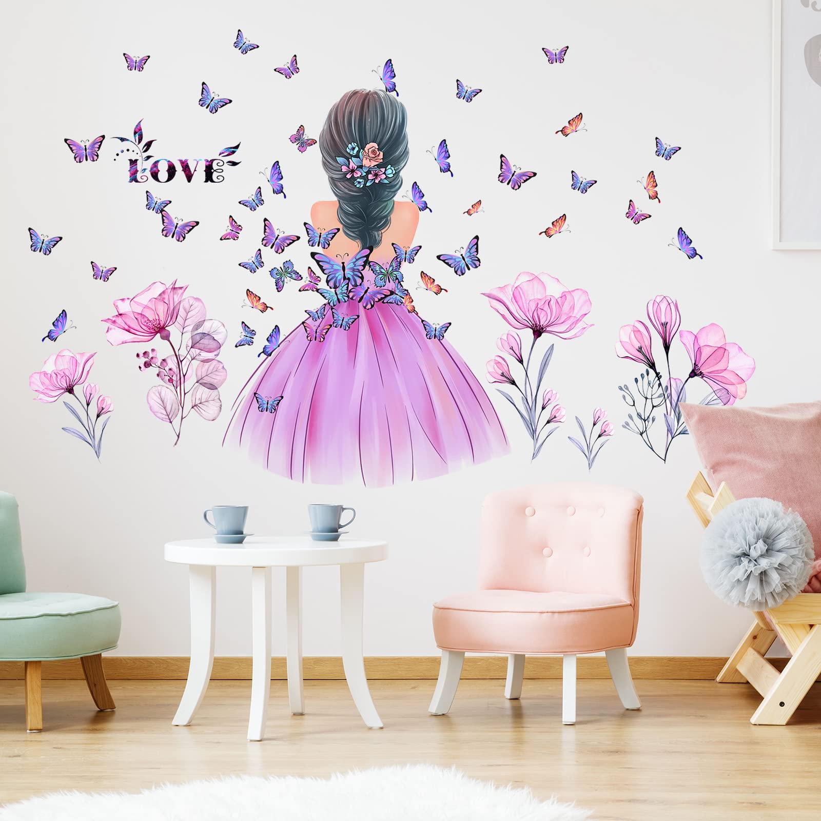 Amtoodopin butterfly girl wall sticker on windows and mirrors adds whimsical charm