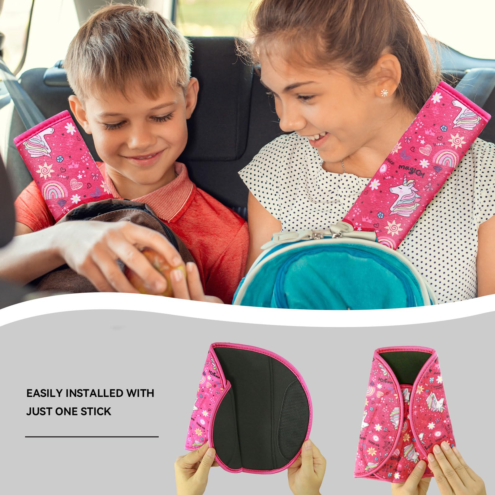 AMUSEPROFI cute character seat belt cushions delight kids on trips