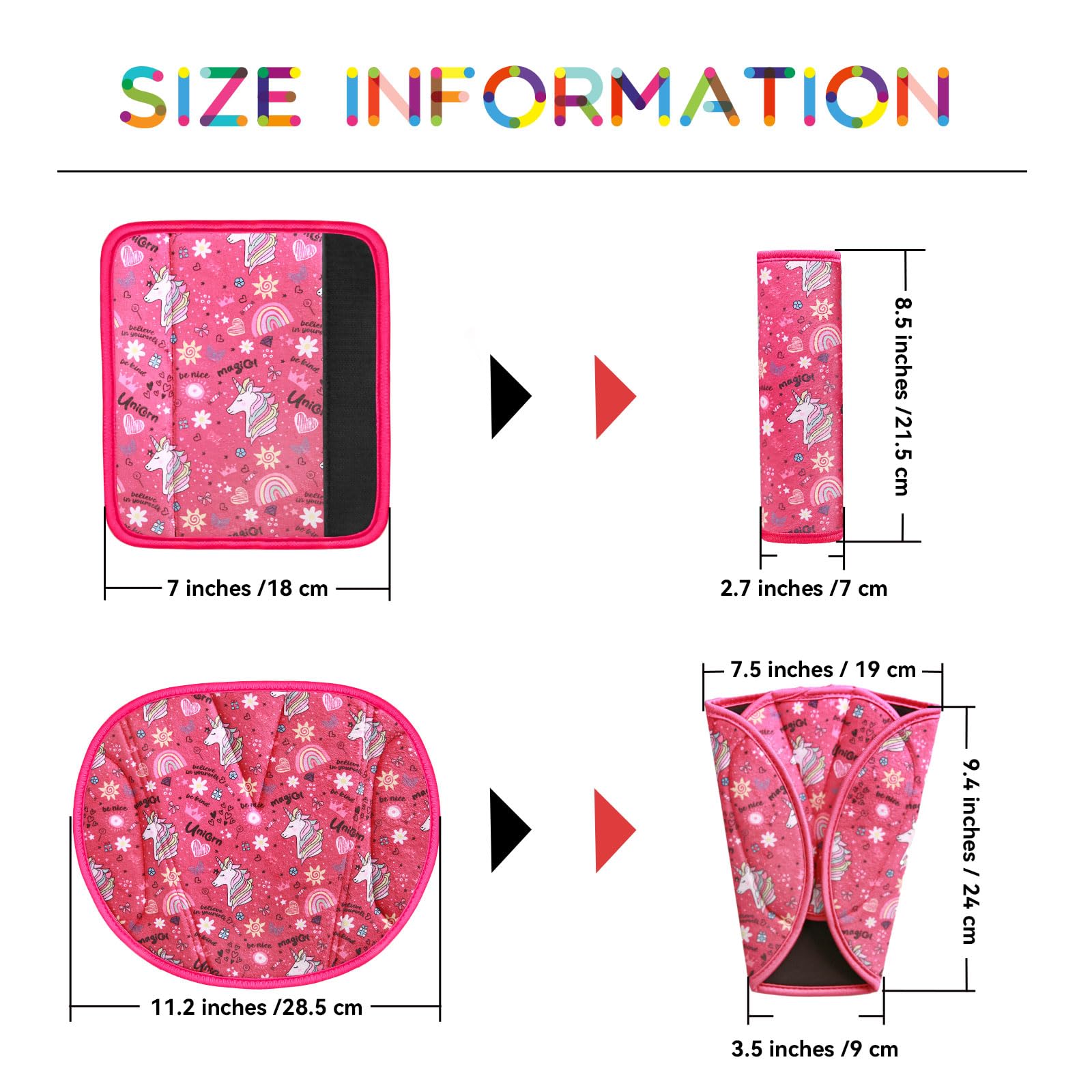 AMUSEPROFI kids plush seatbelt shoulder pad in unicorn design reduces neck irritation
