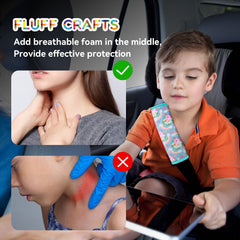 AMUSEPROFI seatbelt cushion with no-shedding fuzz protects clothes and straps.