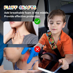 AMUSEPROFI little monsters pattern seat belt pad cushions neck during long drives.